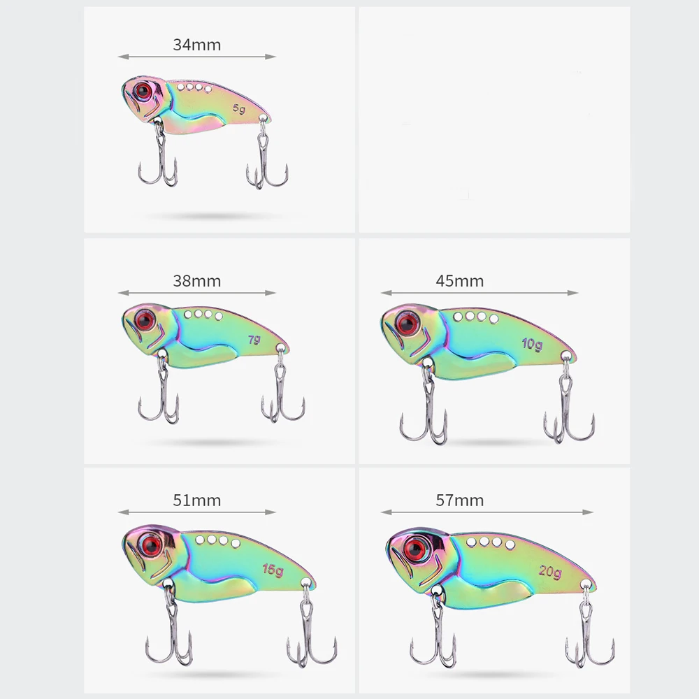 Señuelo de pesca de 3g, 5g, 7g, 10g, 15g, 3D EyesMetal Vib Blade, cebos de vibración de hundimiento, Vibe Artificial para pesca de perca, lubina y Lucio - imagen 5