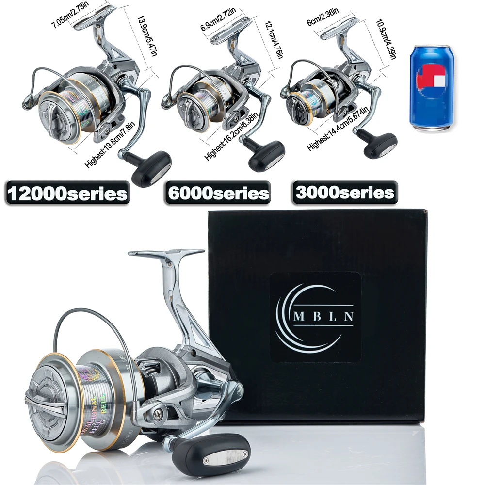 Marca MBLN, 90% totalmente de metal, 25 kg/55 lb, carrete de pesca giratorio, pie de aleación, mango de aleación, pie de aleación, equipo de aleación, suave y duradero - imagen 5