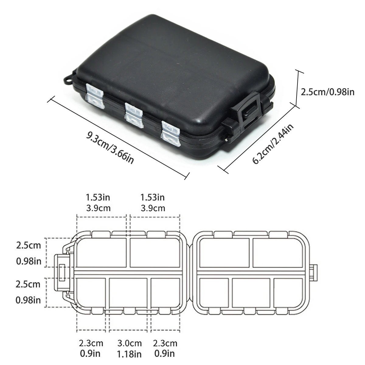Caja de aparejos de pesca con 10 compartimentos, caja de almacenamiento para anzuelos y señuelos de pesca, organizador de herramientas y accesorios - imagen 4