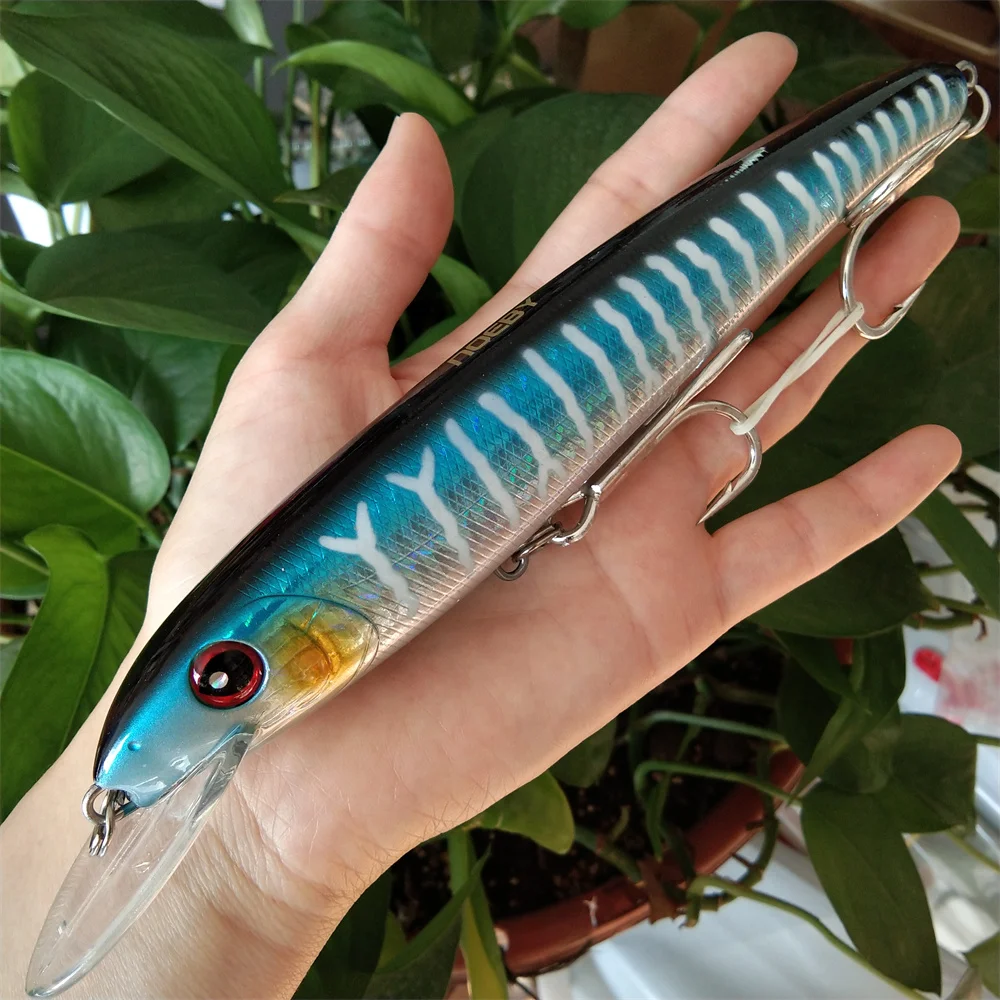 Noeby 3 uds flotante 0-3m Minnow 180mm 48g señuelo de pesca de agua superior cebo duro suspendido Wobbler anzuelos triples cebo Jerk - imagen 2