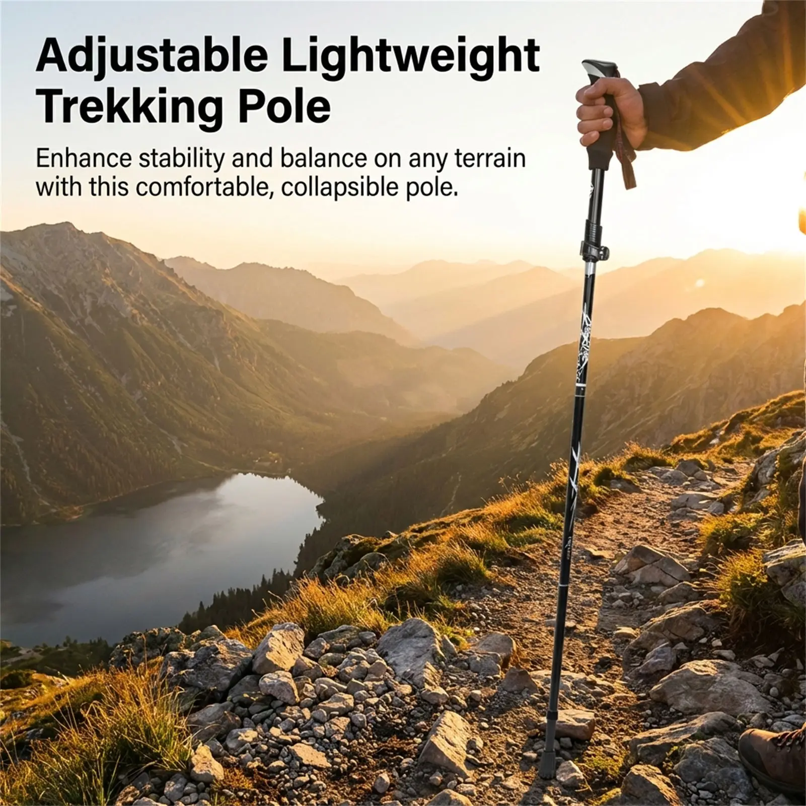 Bastones trekking fibra carbono ajustables mango antideslizante - imagen 2