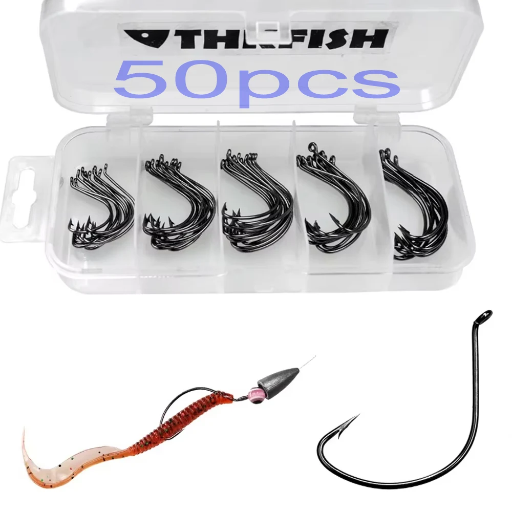 Anzuelos Wide Gap THKFISH – Acero carbono para vinilos y crazy rig