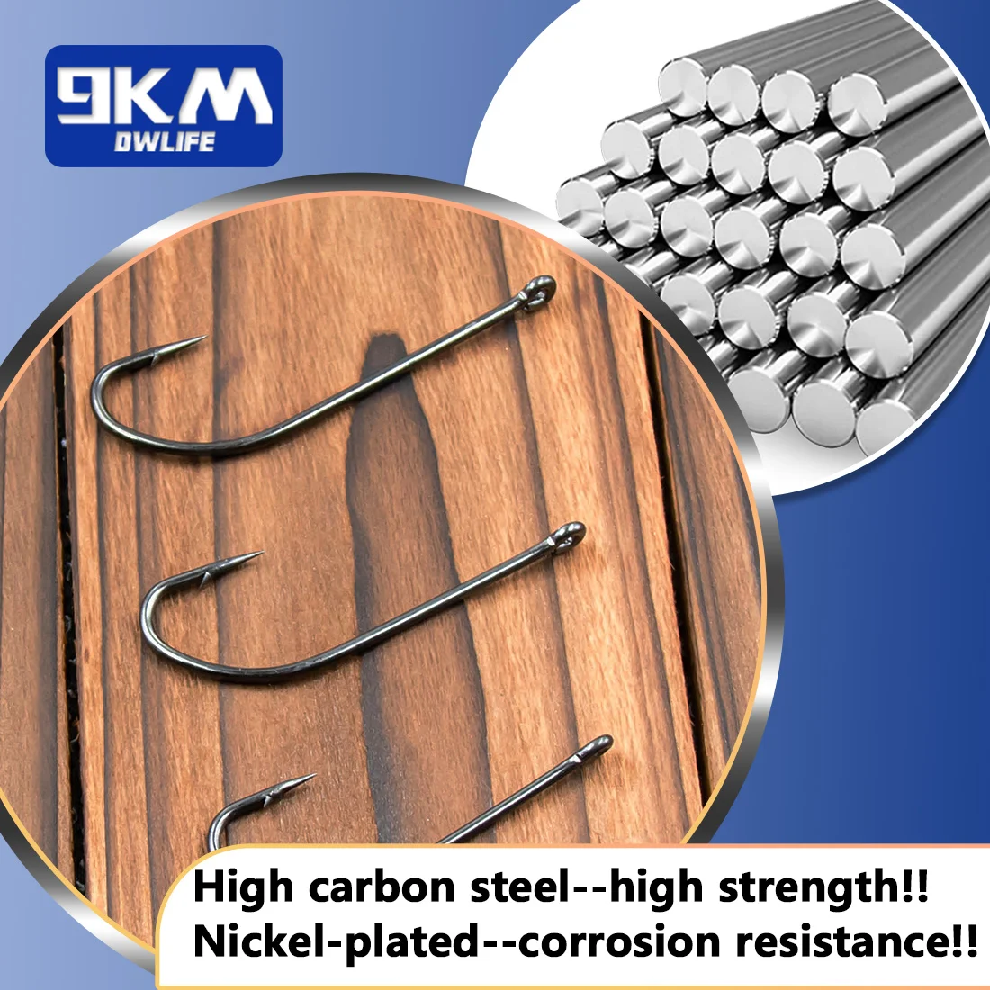 Anzuelo de pesca de agua de mar de 9KM, 50 ~ 200 Uds., anzuelos de pesca de vástago largo con pico de púas, anzuelo de gusano para carpa, anzuelos de pesca con cebo - imagen 3