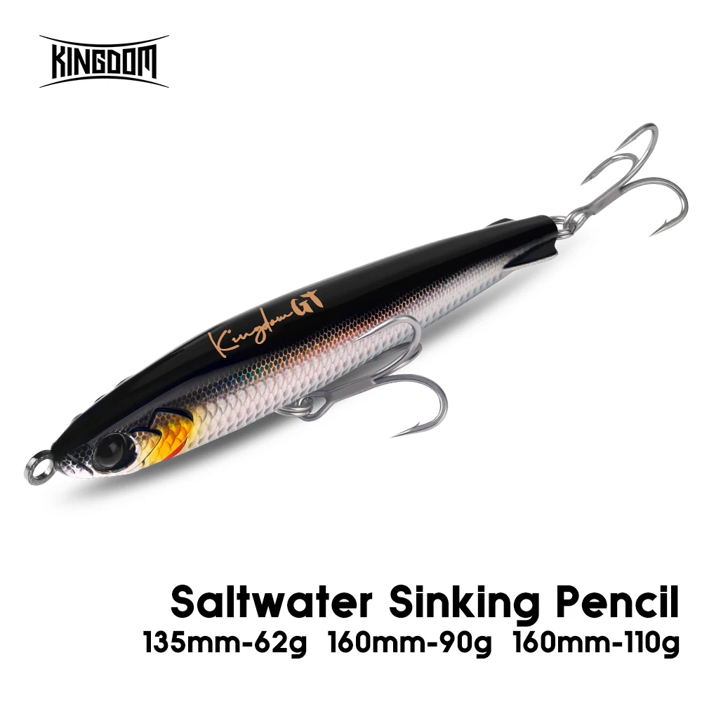 Kingdom-señuelo de Pesca con lápiz, 135mm, 62g, 160mm, 90g, 110g, Wobbler duro Artificial que se hunde, cebo curricán de agua salada, Pesca de trucha - imagen 2