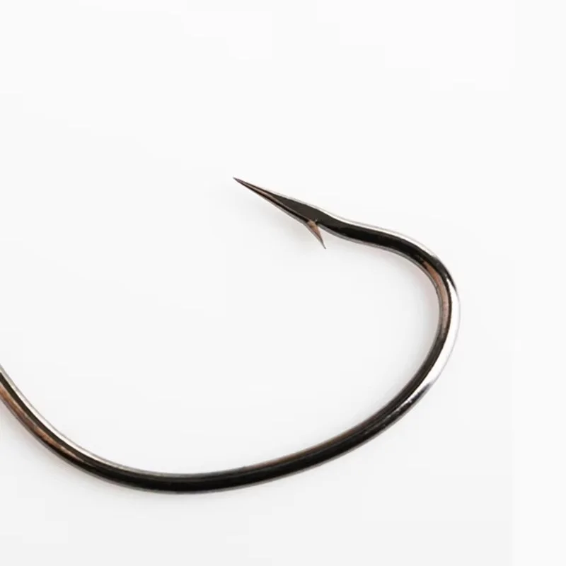 NGB 6-12 Uds anzuelo de pesca compensado de acero rico en carbono 1/0 2/0 3/0 1 2 4 señuelo de gusano cebo de silicona suave anzuelos de manivela accesorios de pesca - imagen 5