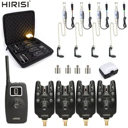 Alarma Inalámbrica de Pesca Hirisi, Juego 1+4 con 4 Indicadores Luminosos en Estuche de EVA para Pesca de Carpa B1203S, Equipo de Pesca