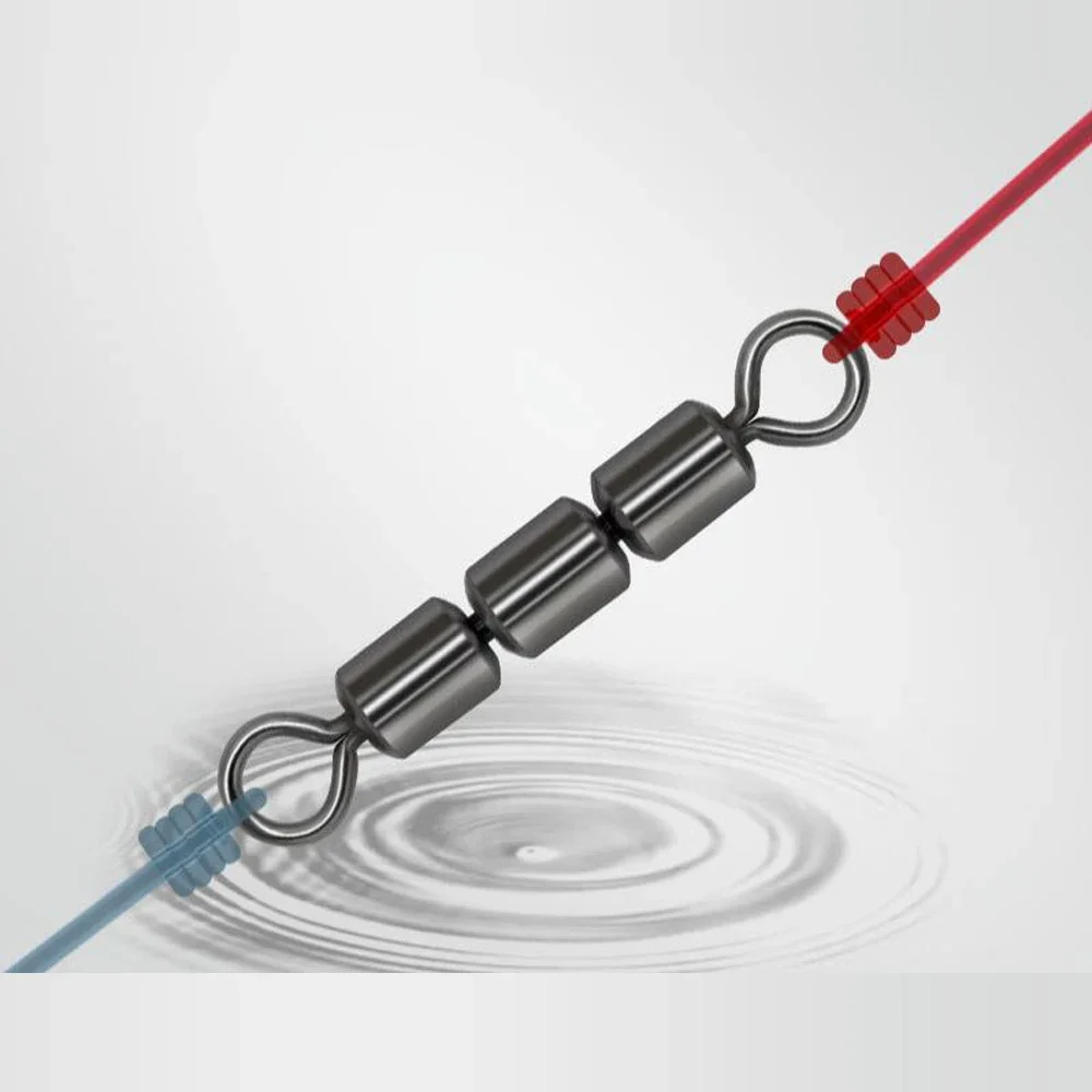 DNDYUJU 10-60 Uds latón 3 rodillos giratorios barril de pesca giratorios de alta velocidad Triple rodamiento Rolling Siwvels accesorios de pesca - imagen 3