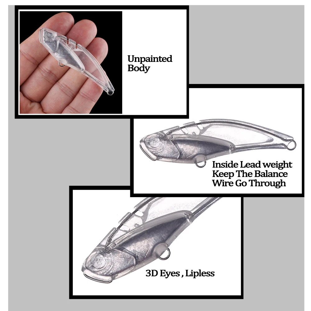 Chan'sHuang-Cebo en blanco sin pintar, 10 piezas, 7cm, 18,2g, vibración de hundimiento, Crankbait, Artificial, hecho a mano - imagen 5