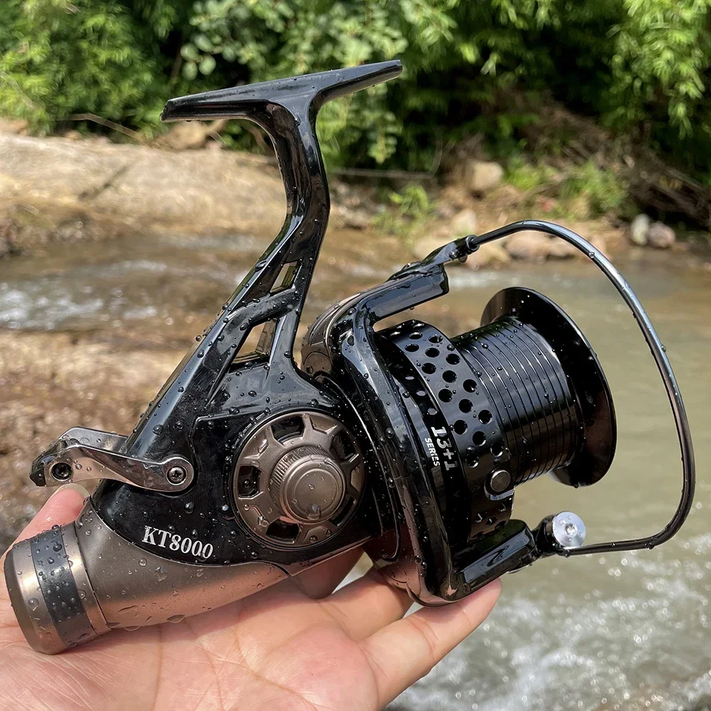 Carretes de Surf para pesca, el mejor carrete de Metal para bagre, rueda de pesca giratoria, carrete de carpa de agua salada, freno doble para aguas grandes, 3000-4000 - imagen 2