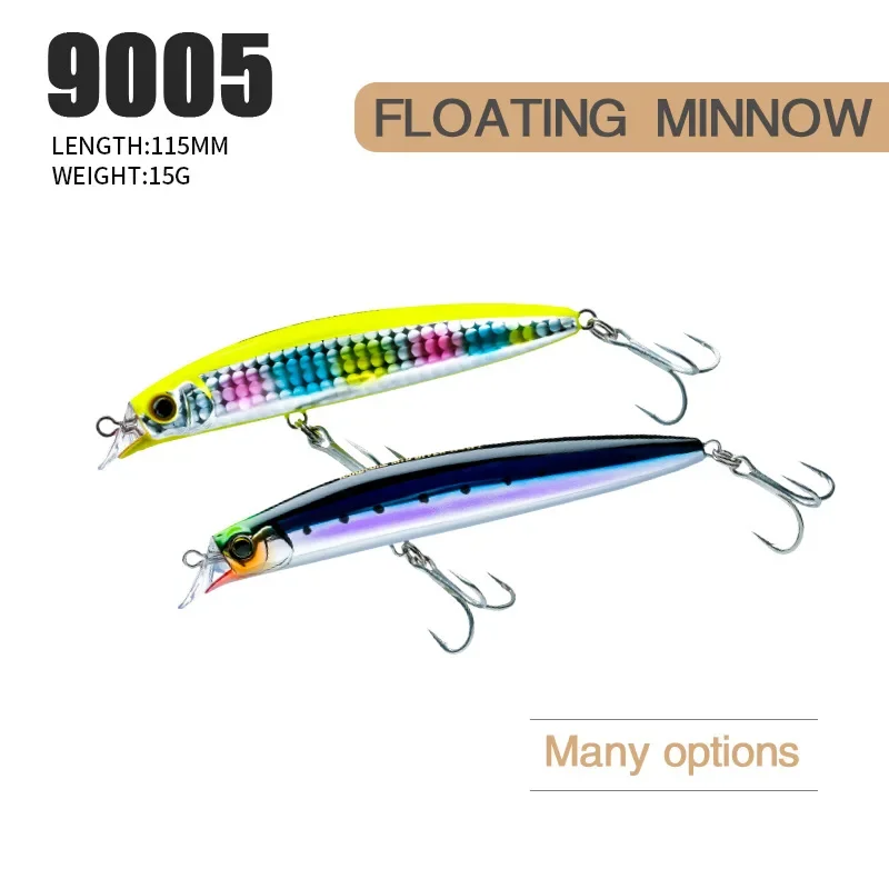 Señuelos flotantes de pesca Minnow, cebo duro Artificial Wobbler, trucha de agua de mar, equipo de Swimbait, 115mm, 15g - imagen 3