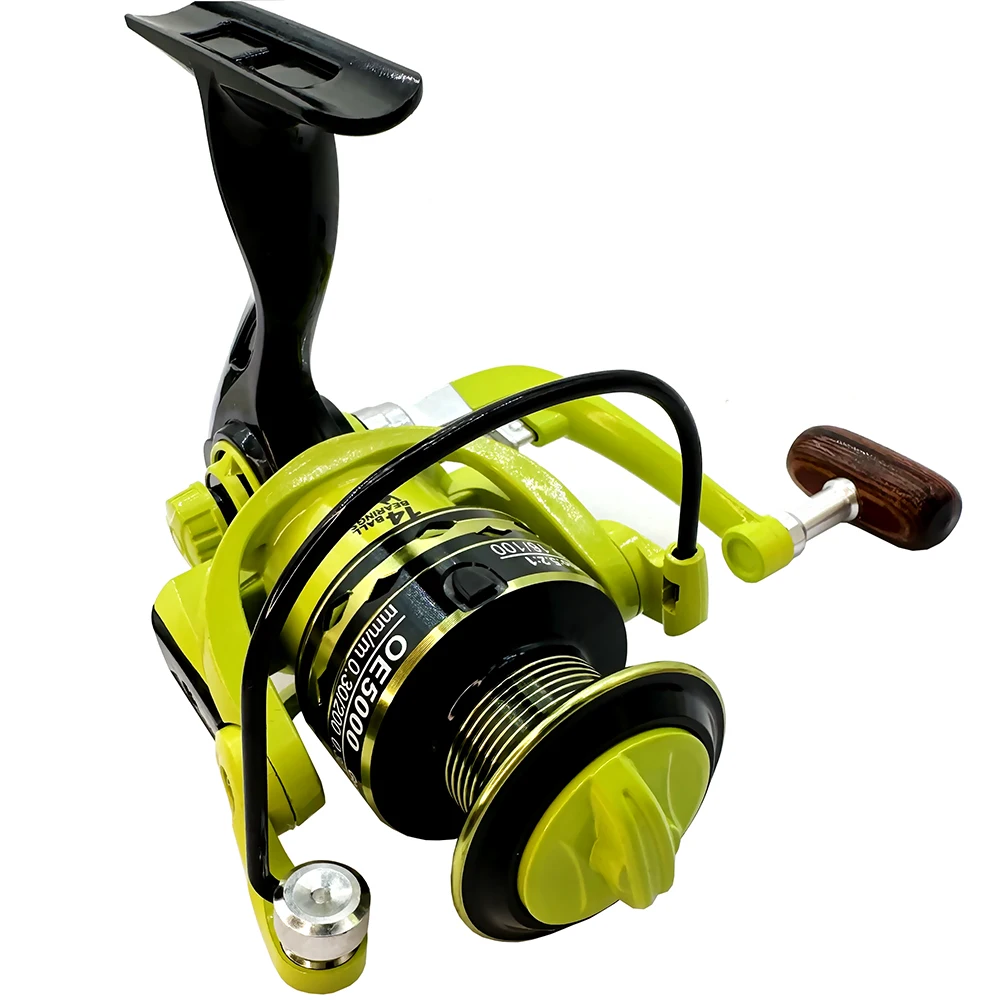 Carrete de pesca giratorio de alto rendimiento, ultraligero, relación de engranaje 5,2: 1, mango plegado, sistema de arrastre suave para agua dulce y salada - imagen 5