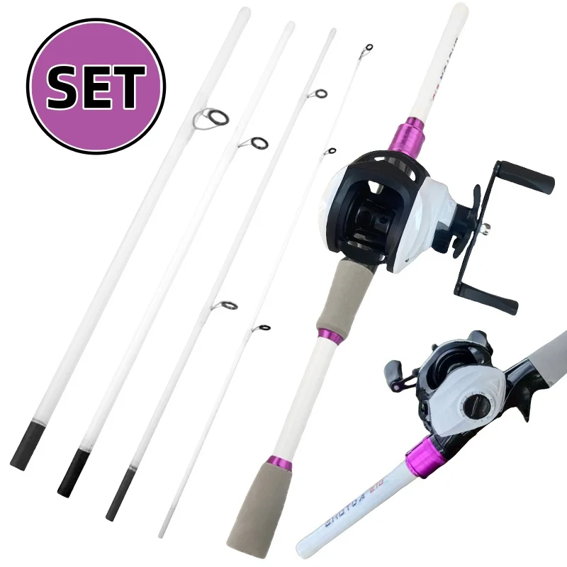 Caña de pescar telescópica multisección de 1,8/2,1 m y carrete de Baitcasting de diseño ligero 18 + 1BB Combo de pesca de viaje portátil