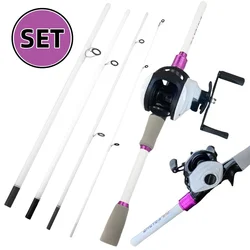 Caña baitcasting telescópica con carrete ligero para viaje