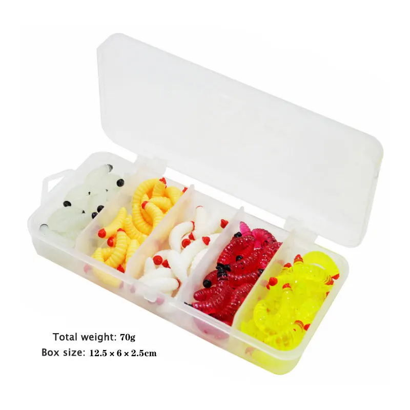 JYJ-señuelo de pesca de 50 piezas, 100 piezas, 2cm, 0,4g, mini gusanos blandos, cebo de trucha - imagen 4