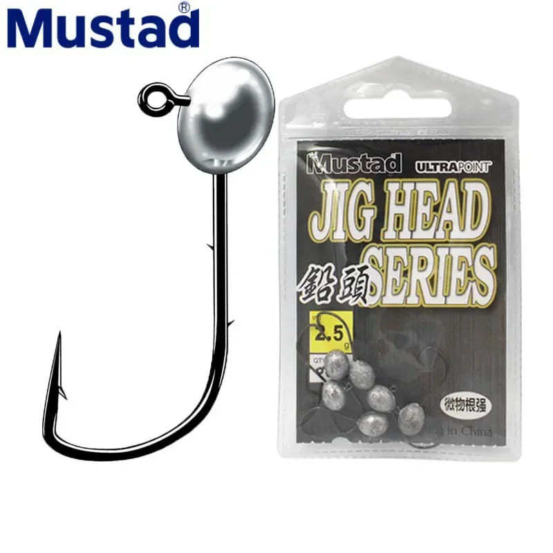 Mustad Jig Head Hook raíz pesca gusano suave carretera Subbass 1,5g a 5g 5 o 6 accesorios de pesca por bolsa