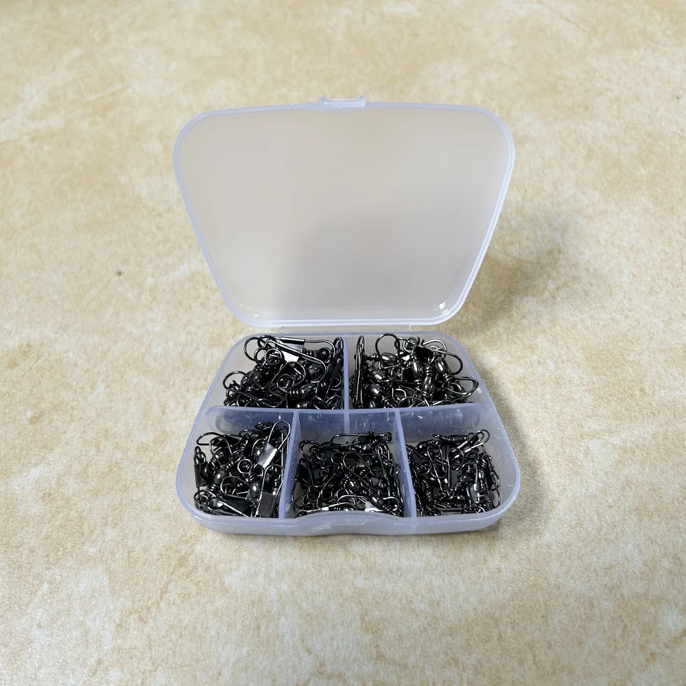 100 unids/caja de acero al carbono para pesca de Lucio, rodamiento de barril, Pin giratorio, accesorios de pesca, anzuelo, señuelo, conector, aparejos - imagen 4