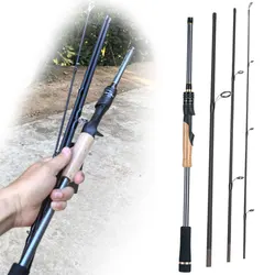 Caña de pescar de viaje de 4 piezas-ML, caña giratoria de acción de fundición/palo de varias piezas de fibra de carbono, 53-57cm, portátil para lubina, trucha, Lucio
