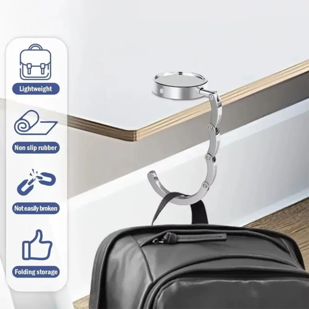 Ganchos para estante de almacenamiento, ganchos para bolsos, ganchos para colgar de cuero, soportes para bolsas de mesa plegables de Metal, ganchos para colgar prácticos y portátiles, 3 uds. - imagen 3