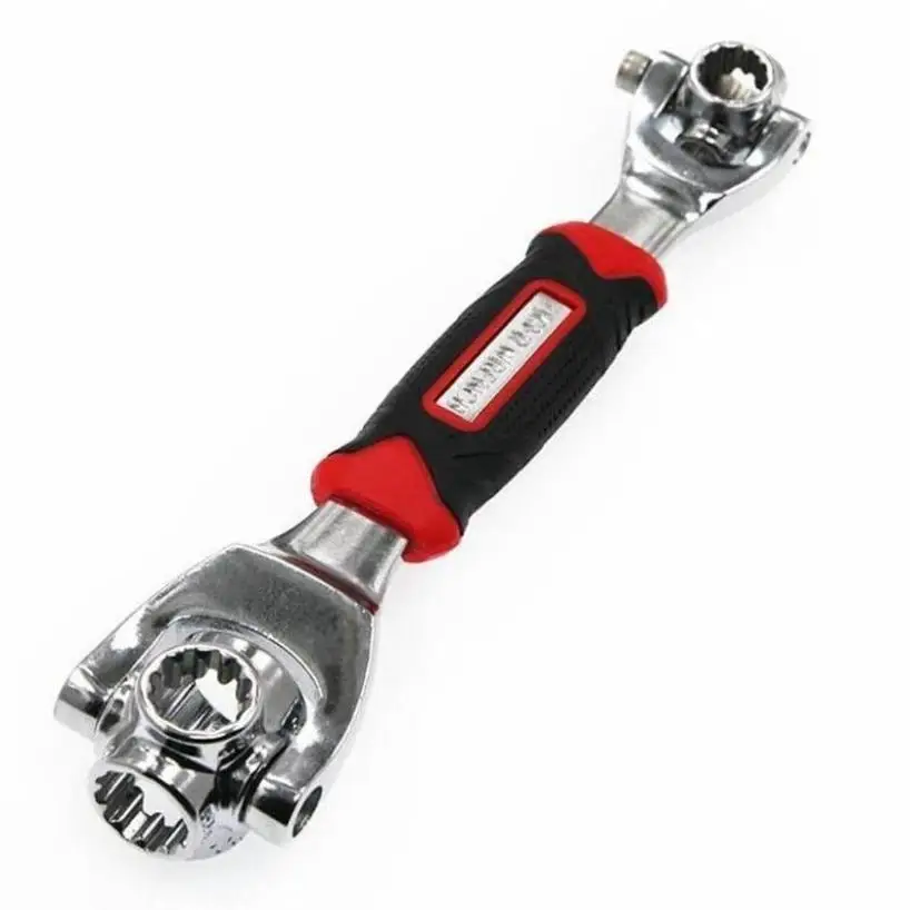 Llave de tubo Universal multifuncional ocho en uno Hexagonal flor de ciruelo 360 grados giratorio Multi cabeza llave de hueso de perro mano