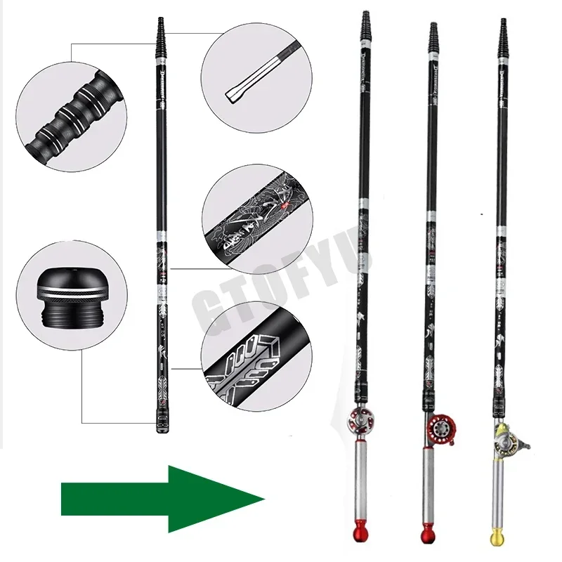 Caña de pesca carbono ultraligera con carrete – Ideal para ríos - imagen 2