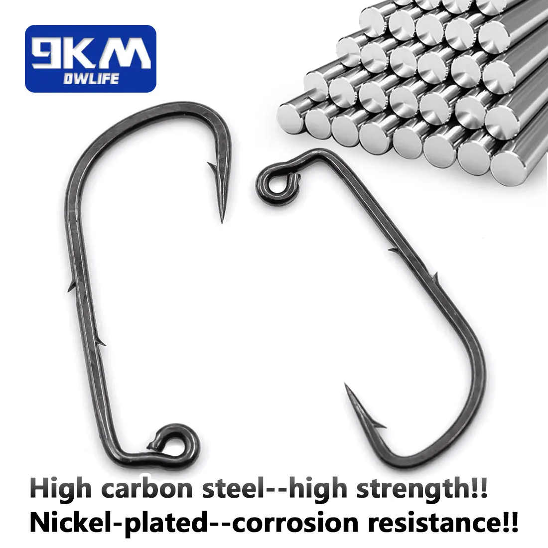 Ganchos de pesca de 9KM, anzuelo de púas de gusano de 90 grados, 25 ~ 100 Uds., anzuelo de plantilla forjado, pesca en agua salada, anzuelos de plantilla curvados redondos Aberdeen - imagen 3