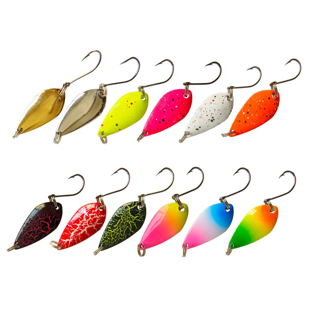 Balleo-mini señuelo giratorio con un solo anzuelo para trucha, cuchara de metal colorida, Lucio y lubina, juego de 12 piezas, 1,5G/2,5G/3,5G - imagen 4