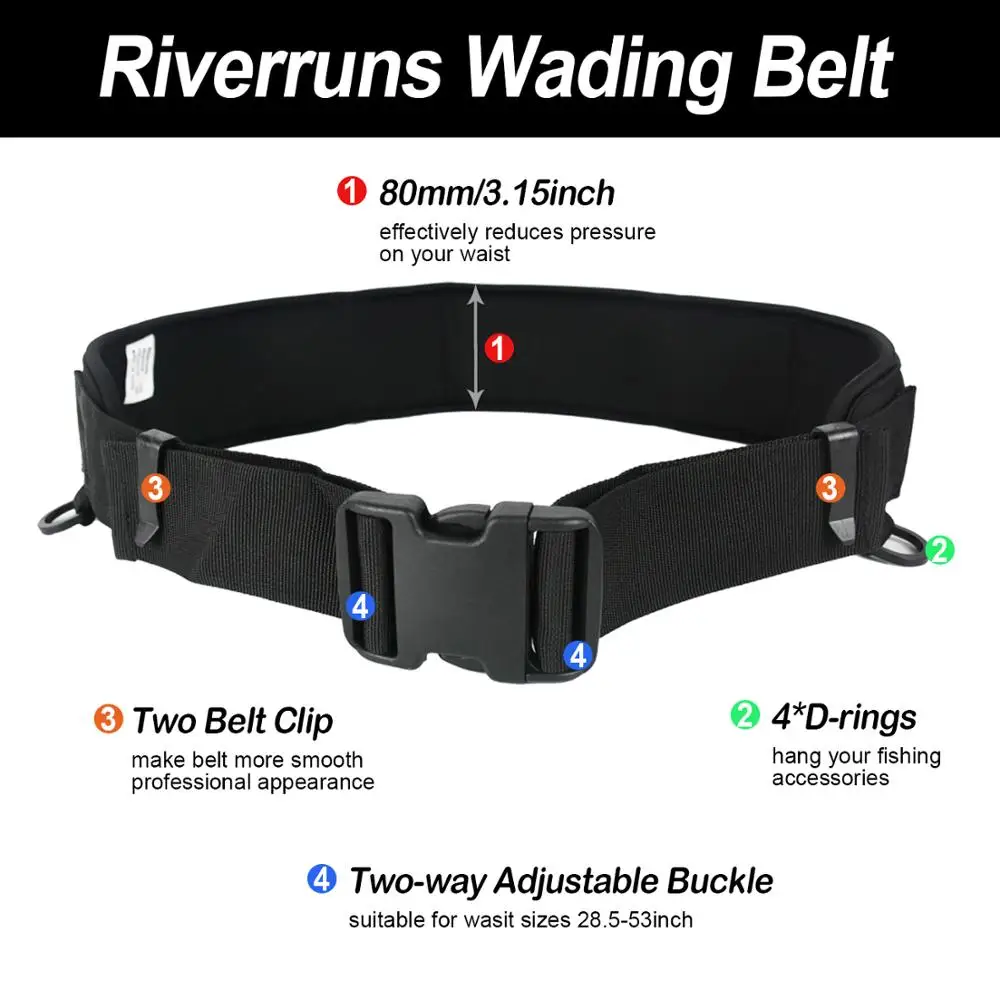 Aventik-Cinturón para vadear de pesca, cinturón ajustable de 3,15 pulgadas de ancho, accesorios de pesca - imagen 5
