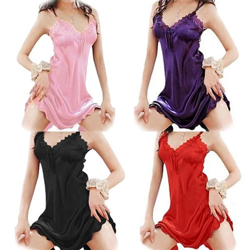 Camisón sexy de verano para mujer, satén y encaje, estilo babydoll - imagen 5