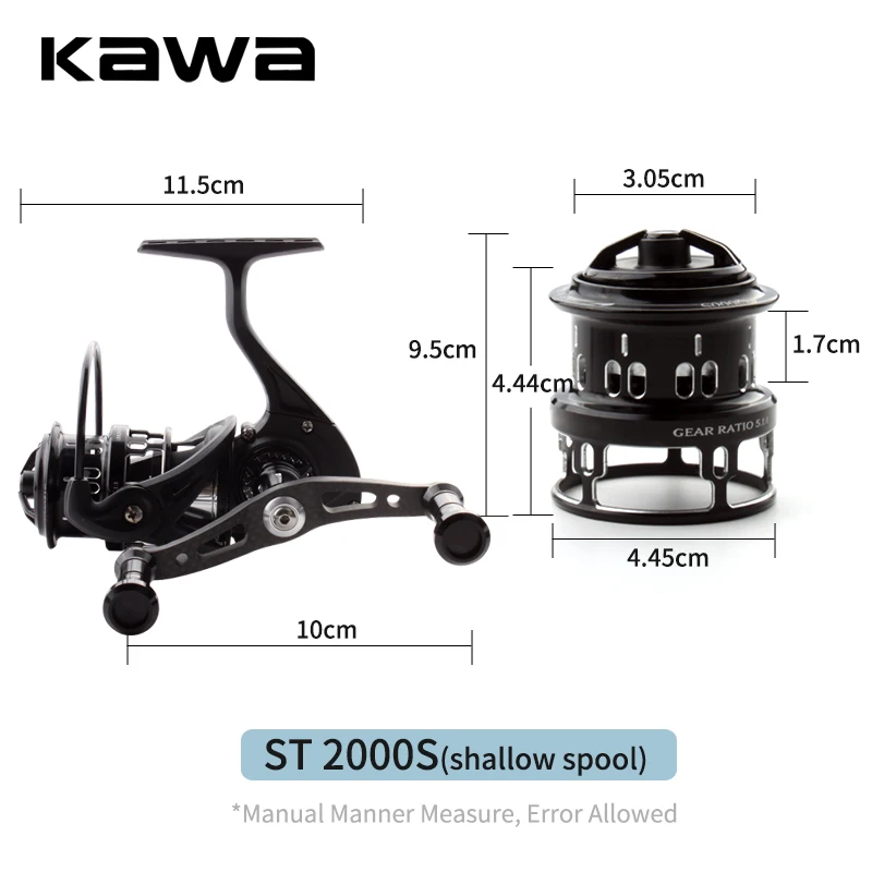 Kawa-carrete de pesca giratorio, rueda de pesca, arrastre máximo 3/5/6kg, 8 + 1 rodamientos, carrete ligero de aleación de 166g, perilla de mango de goma - imagen 3