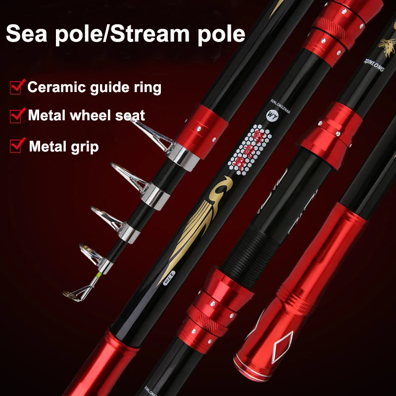 Caña de pescar telescópica portátil, caña de pescar de 2,1-3,6 M, FRP, para viaje en barco, Roca, carpa, pesca en el océano, playa, novedad - imagen 3