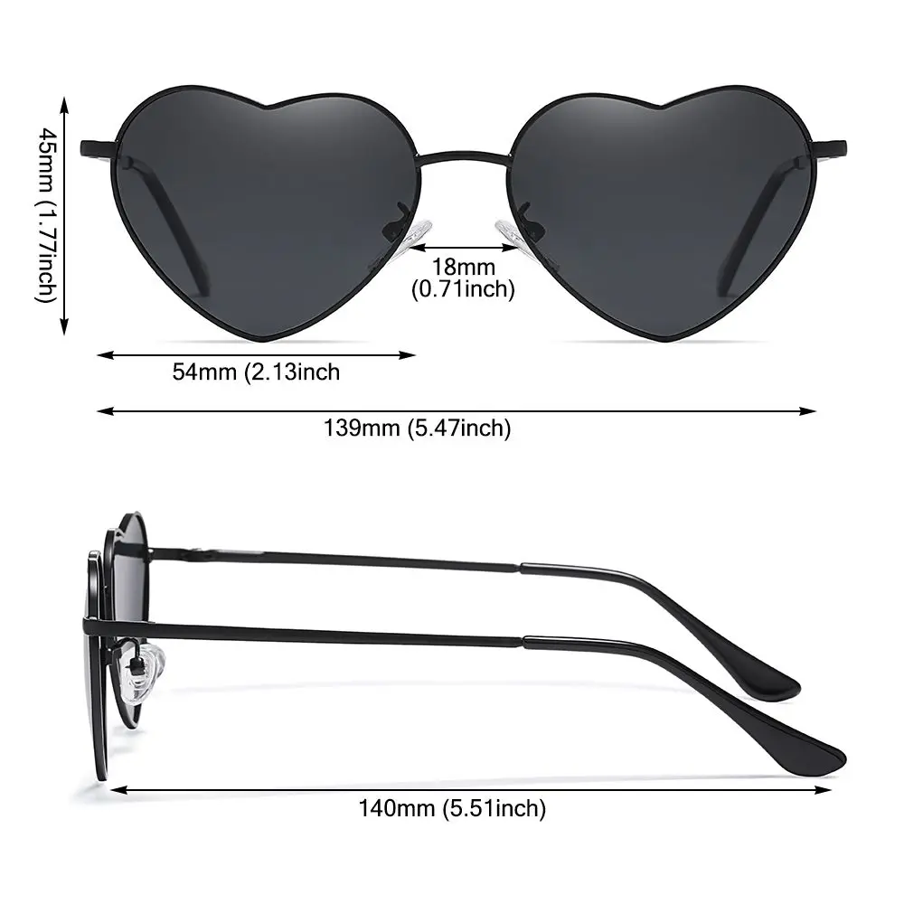Gafas de sol polarizadas UV400 montura metálica corazón para pesca mujer