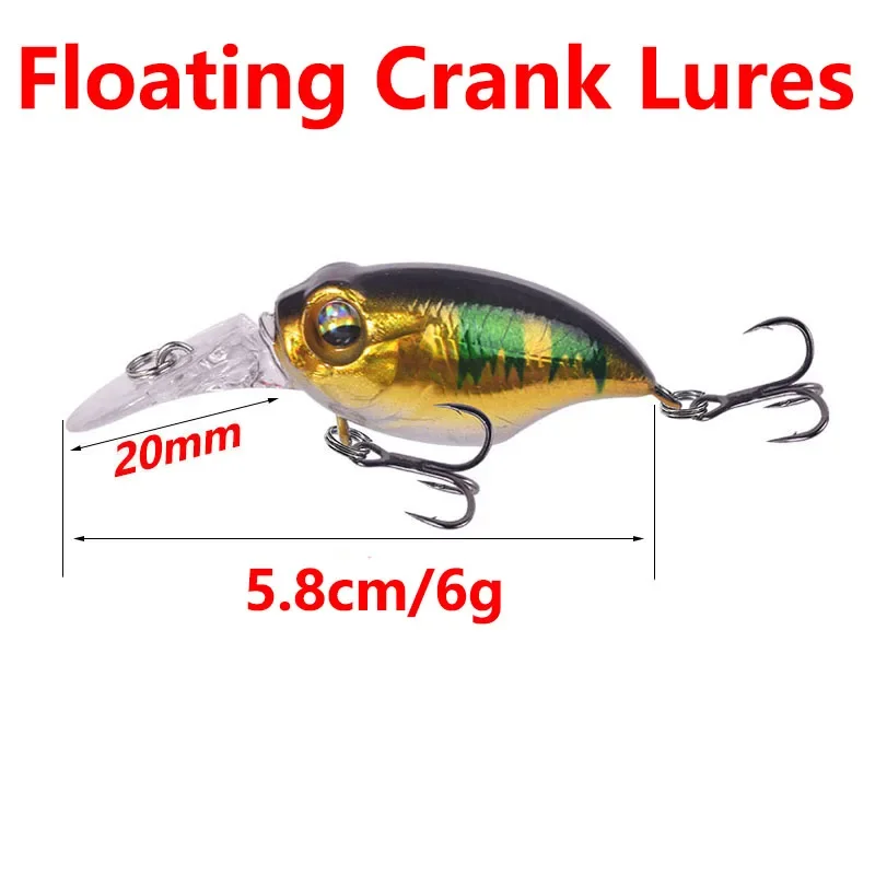 Señuelo de pesca con manivela, 5,8 cm, 6g, sonajero, pececillo, Wobbler con anzuelo, cebo duro Artificial para Lucio, aparejos de pesca Crankbait, 1 ud. - imagen 4