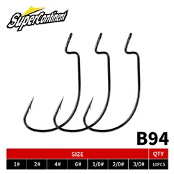 Supercontinente 10udsB94Anzuelo de pesca Offset 6 #   - 3/0 #   Anzuelo de manivela para cebo de gusano blando, anzuelo, accesorios de aparejos de pesca