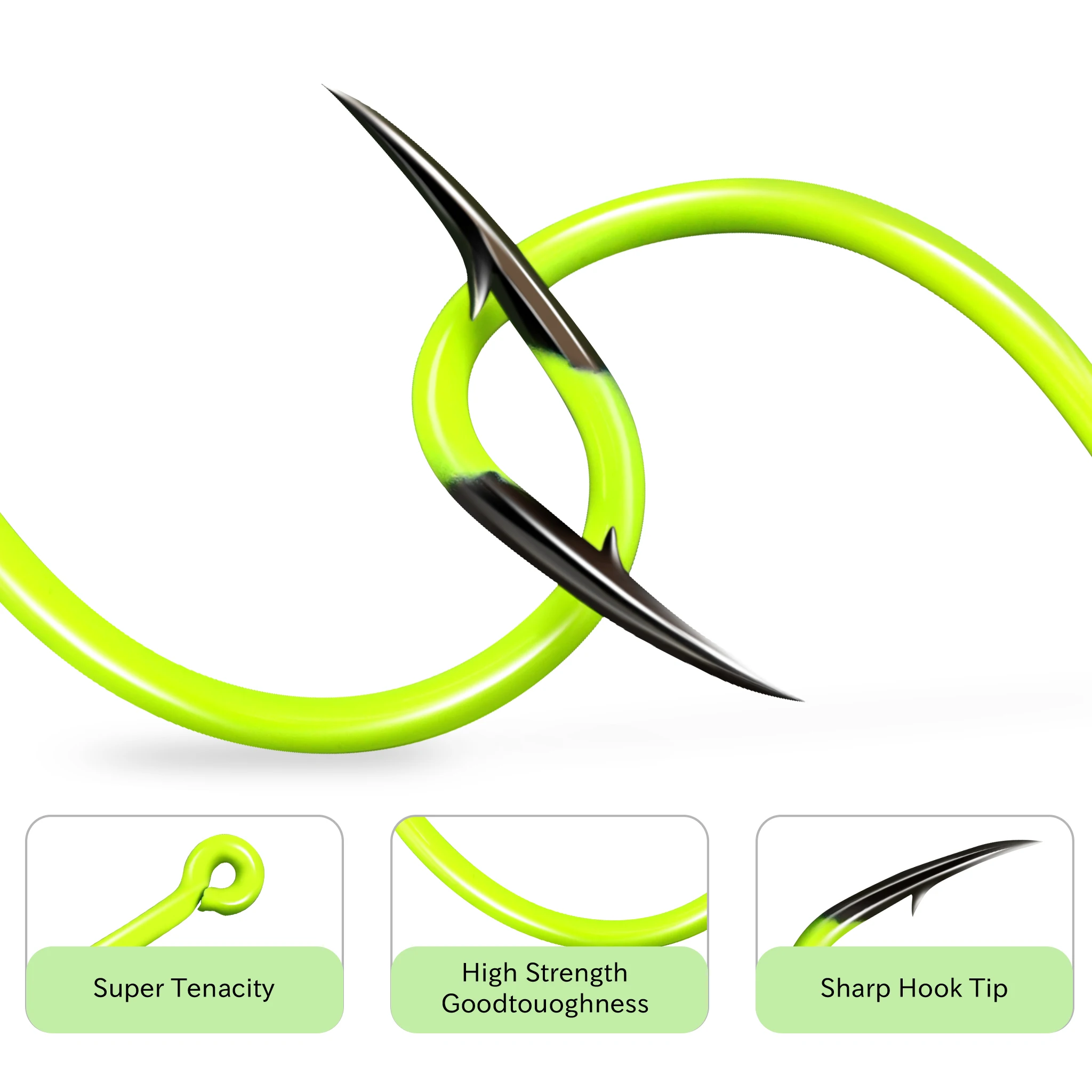 ZYZ 3 ~ 6 unids/lote ganchos de pulpo amarillo 6/0 # 7/0 # 8/0 # 10/0 # Anzuelos compensados afilados resistentes a la corrosión con revestimiento amarillo fluorescente - imagen 3