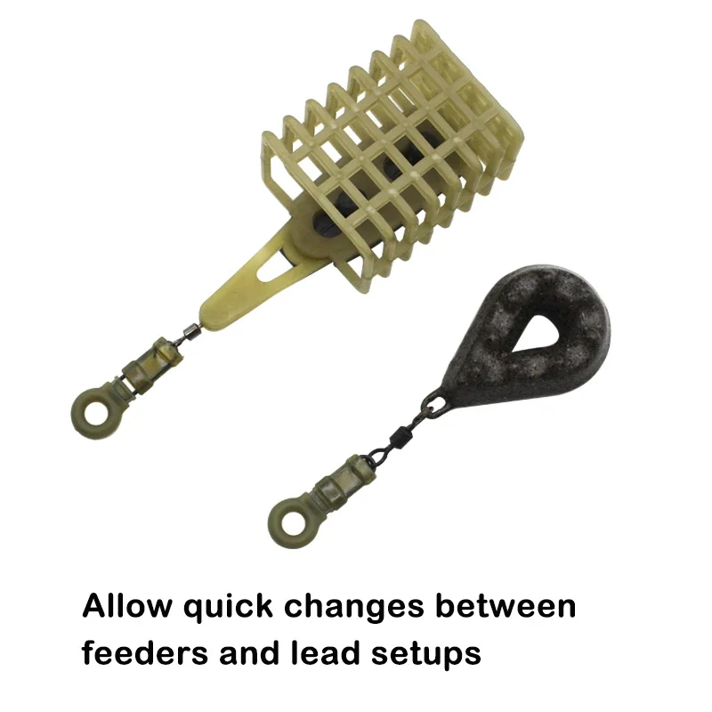 10 juegos de anillos para correr, Kit de Clips deslizantes, conectores giratorios de cambio rápido, accesorios de pesca de carpa, aparejos - imagen 4