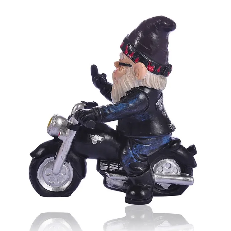 Figura de resina motociclista para jardín – Gnomo decorativo motero - imagen 5
