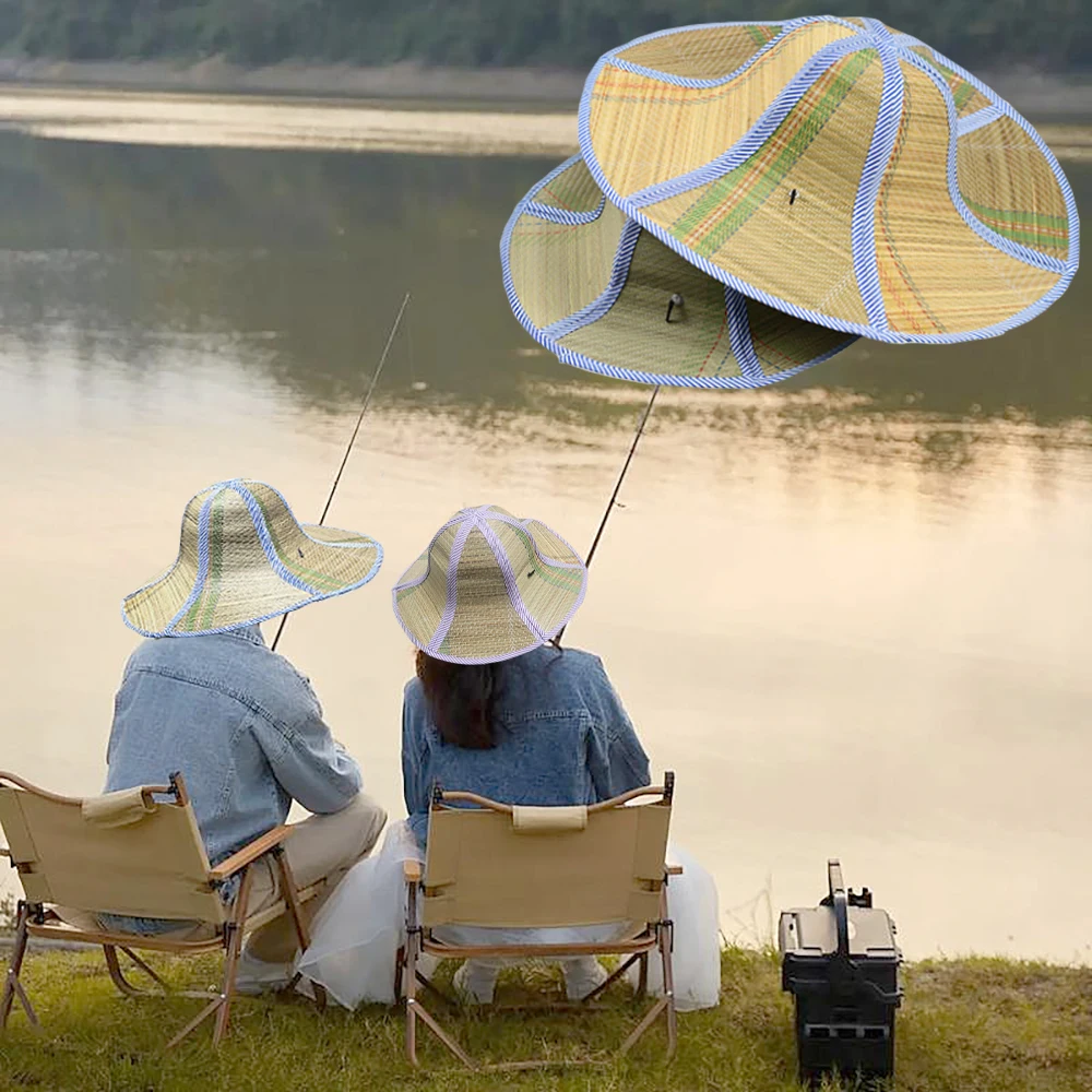 Sombrero de ala ancha de paja de verano, sombrero de paja de ratán para sol de pescador, sombrero plegable antiultravioleta para pesca en el jardín - imagen 3