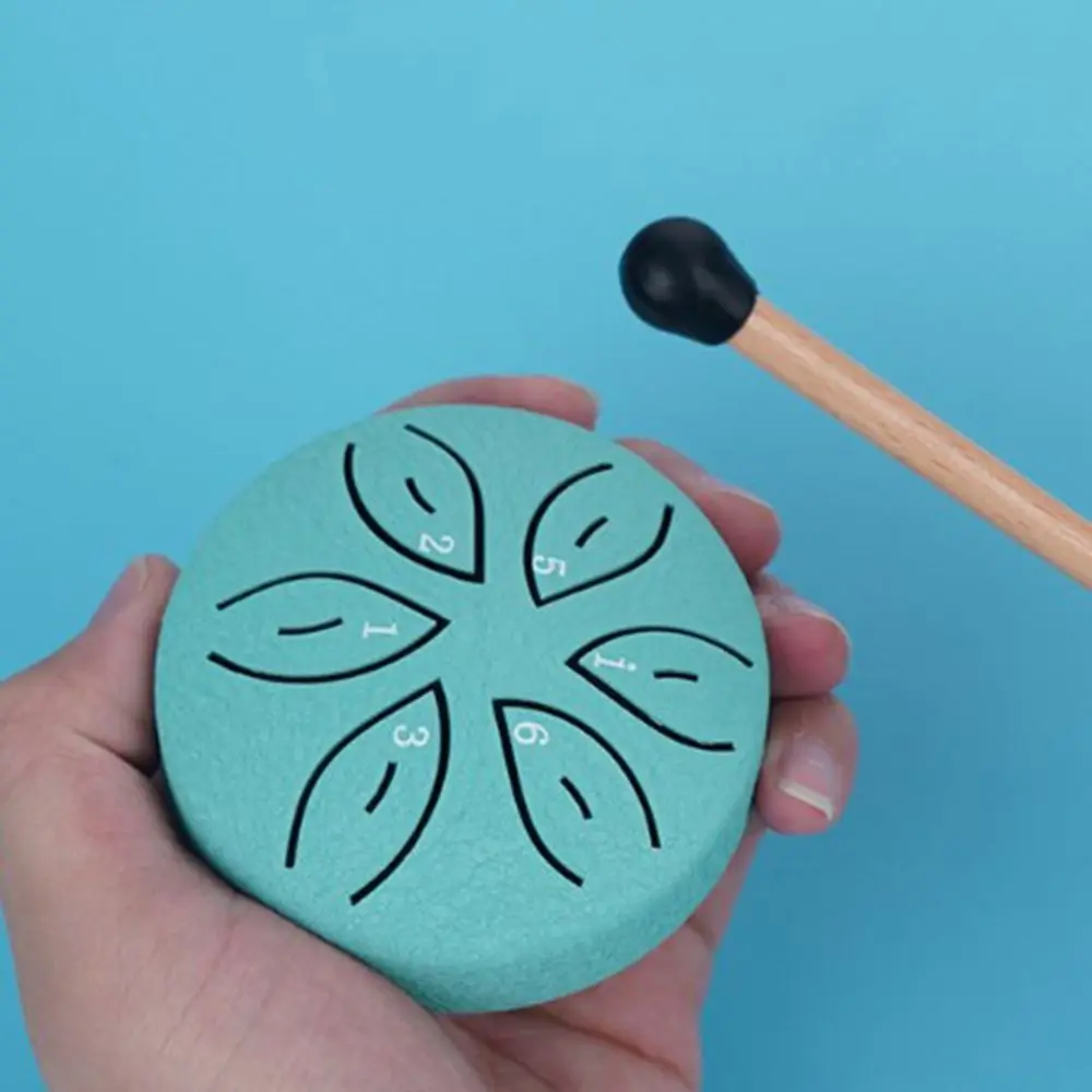 Juego de tambor de lengua de acero de 6 tonos, multicolor, 3 pulgadas, Mini tambores de mano con baquetas, accesorios de tambor de meditación portátiles - imagen 2