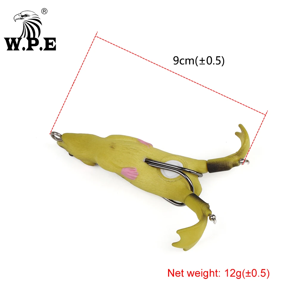 W.P.E-señuelo de pesca suave, 90mm, 12g, pies salpicados, ratón, rana, simulación de agua superior, cebo Artificial flotante, 1 Uds. - imagen 2