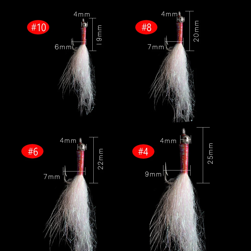 Wifreo-cebos de pesca de agua dulce, 6 piezas, 3D, ojo de pez, serpentinas de pececillos epoxi, Mosca, doblaje de hielo blanco, señuelo de trucha, lubina, #8 #10 #12 - imagen 2