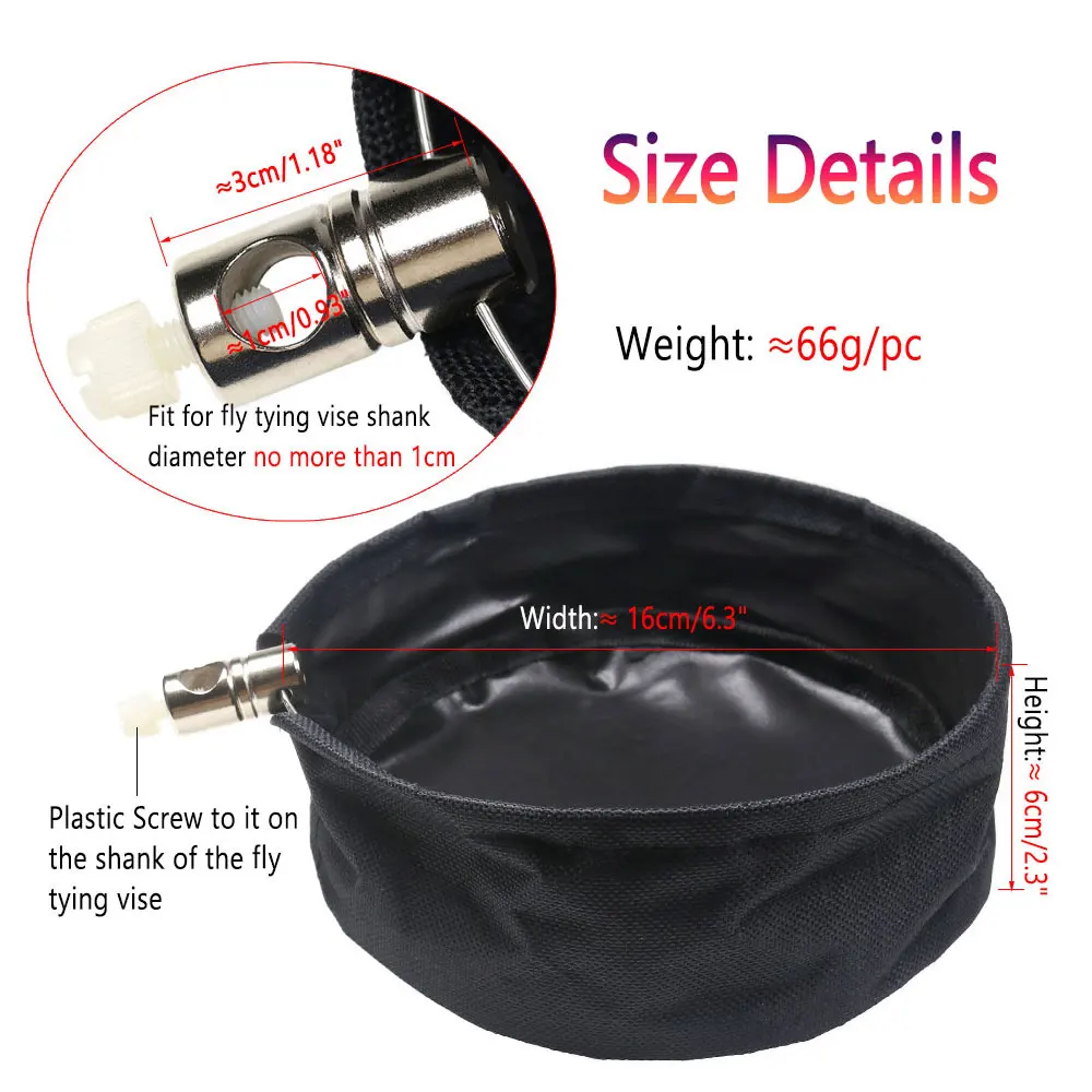 Bimoo, 1 unidad, bandeja de basura con revestimiento de nailon para atado de moscas, tornillo de banco, cesta de basura para pesca con mosca, herramientas para atar moscas, bolsa de soporte para basura, aparejos de pesca - imagen 3