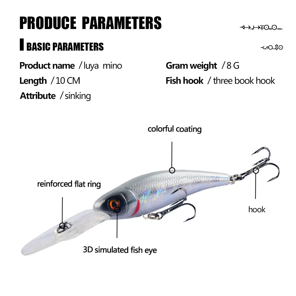 1 Uds señuelo de Pesca Minnow 10CM 8G anzuelos de Pesca aparejos Wobbler Crankbait Artificial Japón cebo duro Swimbait - imagen 3