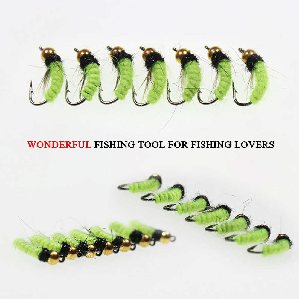 Señuelo de pesca con cuentas de latón, 8 uds, moscas húmedas UV fluorescentes, ninfa, Scud, gusano, Mosca, trucha, gris, hundimiento rápido - imagen 5