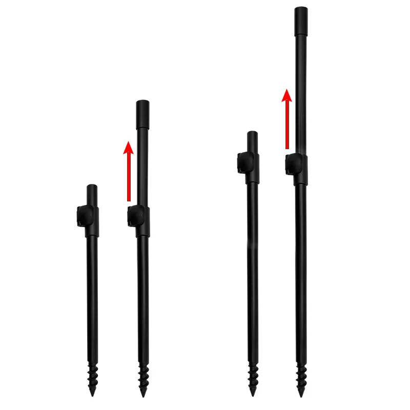 El soporte para caña de pescar se inserta en el suelo y el soporte de cabeza de tornillo de dos secciones de aleación de aluminio se inserta rápidamente.