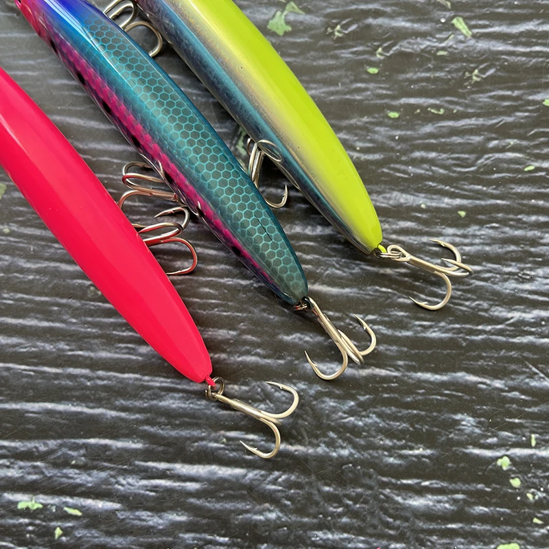 Señuelos flotantes de 20g y 110mm, cebos duros artificiales de fundición larga, Wobblers de Pesca para lubina de agua dulce, equipo de Pesca Swimbait - imagen 4