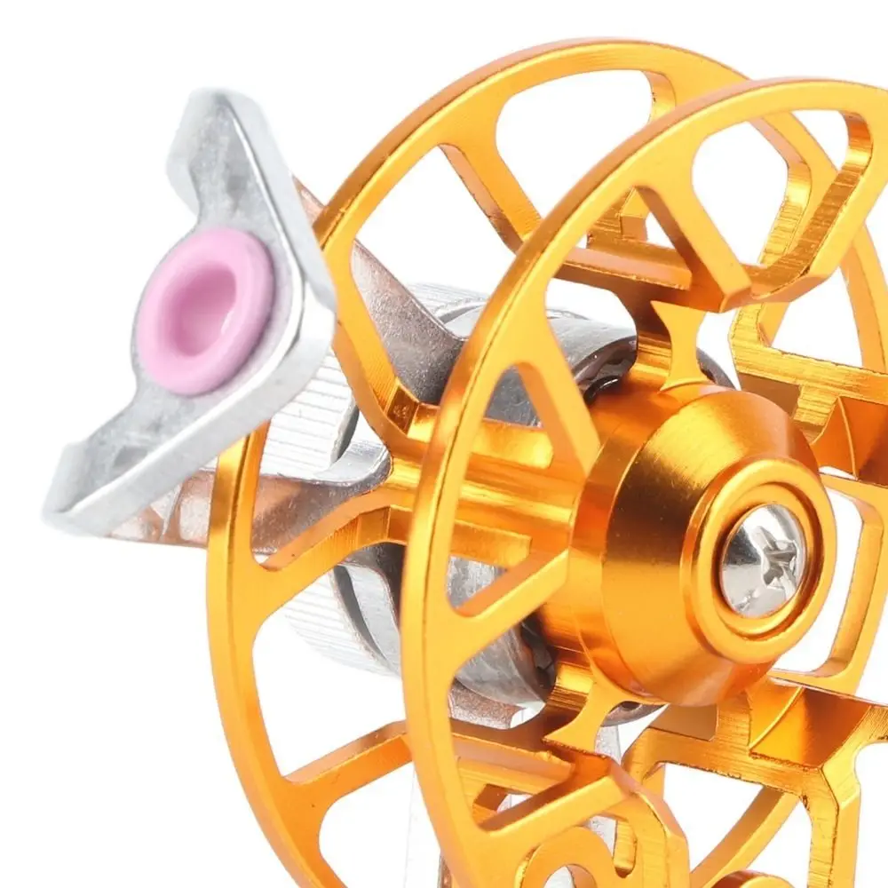 Rueda de pesca en hielo de aleación de aluminio, modelo FD50, carrete de pesca con mosca ultraligero, relación de velocidad 1:1, carrete giratorio para diestros - imagen 3