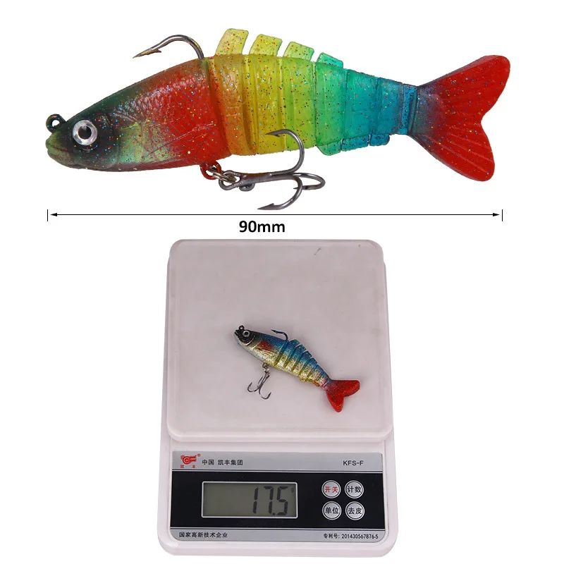 Señuelo blando con anzuelo de Pesca, cebo de silicona falso, Swimbait, 1/8 piezas, 9cm, 17,5g - imagen 4