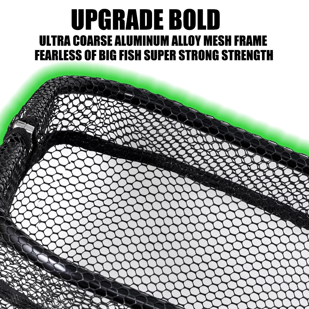 Red de pesca de aleación de aluminio reforzada de gran tamaño, poste de red de aterrizaje recubierto de goma para carpa marina, aparejos de pesca, liberación de captura - imagen 3