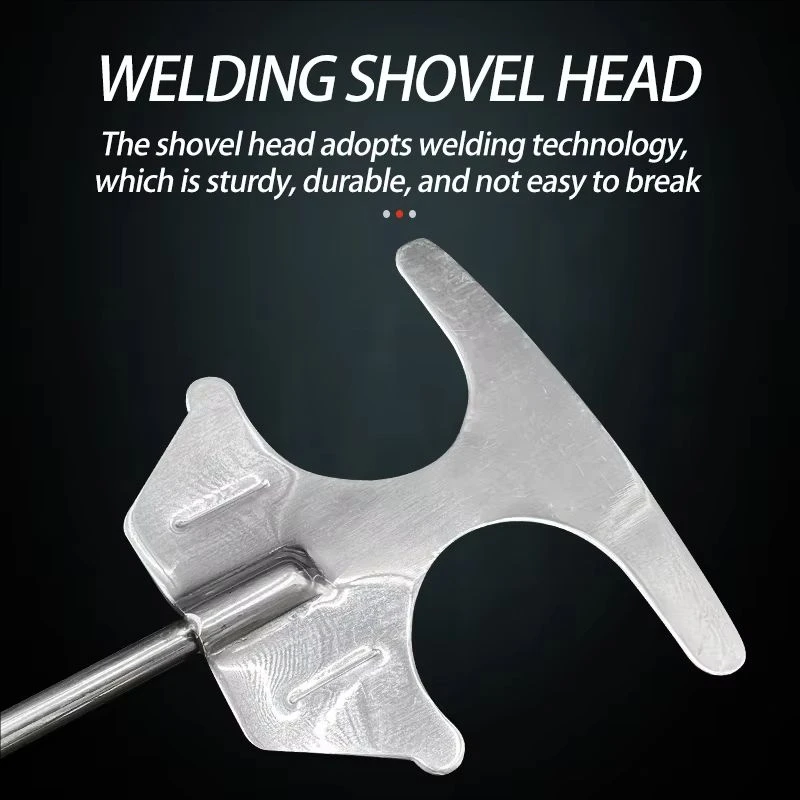 Pala de cebo para camarones de acero inoxidable, mango de goma, pesca en el mar, plegable, en forma de I, pala para cebo agitador mixto, aparejos de pesca de agua salada - imagen 3