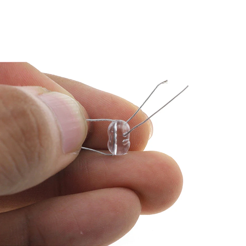 100 Uds. Cuentas cruzadas de pesca transparentes, cuentas flotantes transparentes de plástico, cuentas de doble perla, Señuelos de Pesca cruzados, cuentas, accesorio de aparejo - imagen 4